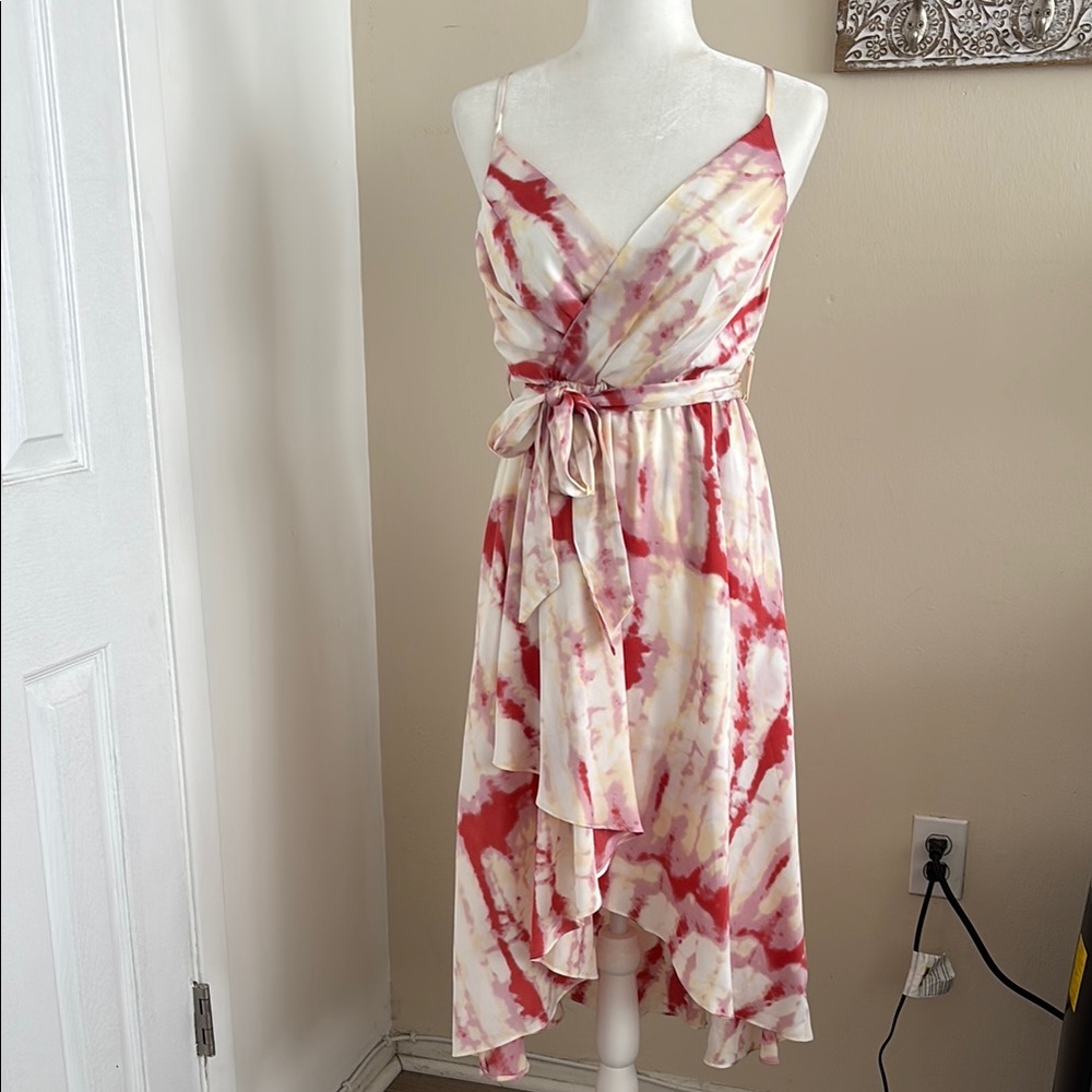 Elegant Tie-Dye Wrap Dress